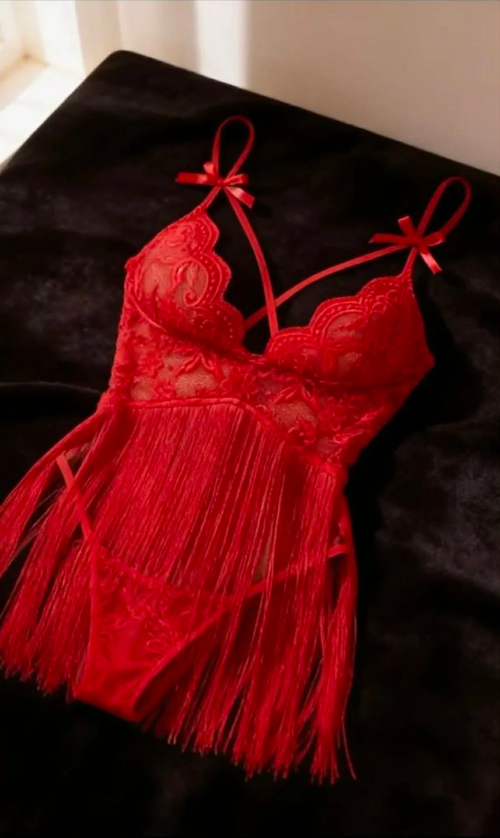 لانجري تيدي "سحر الشراريب" (Fringe Lace Teddy)